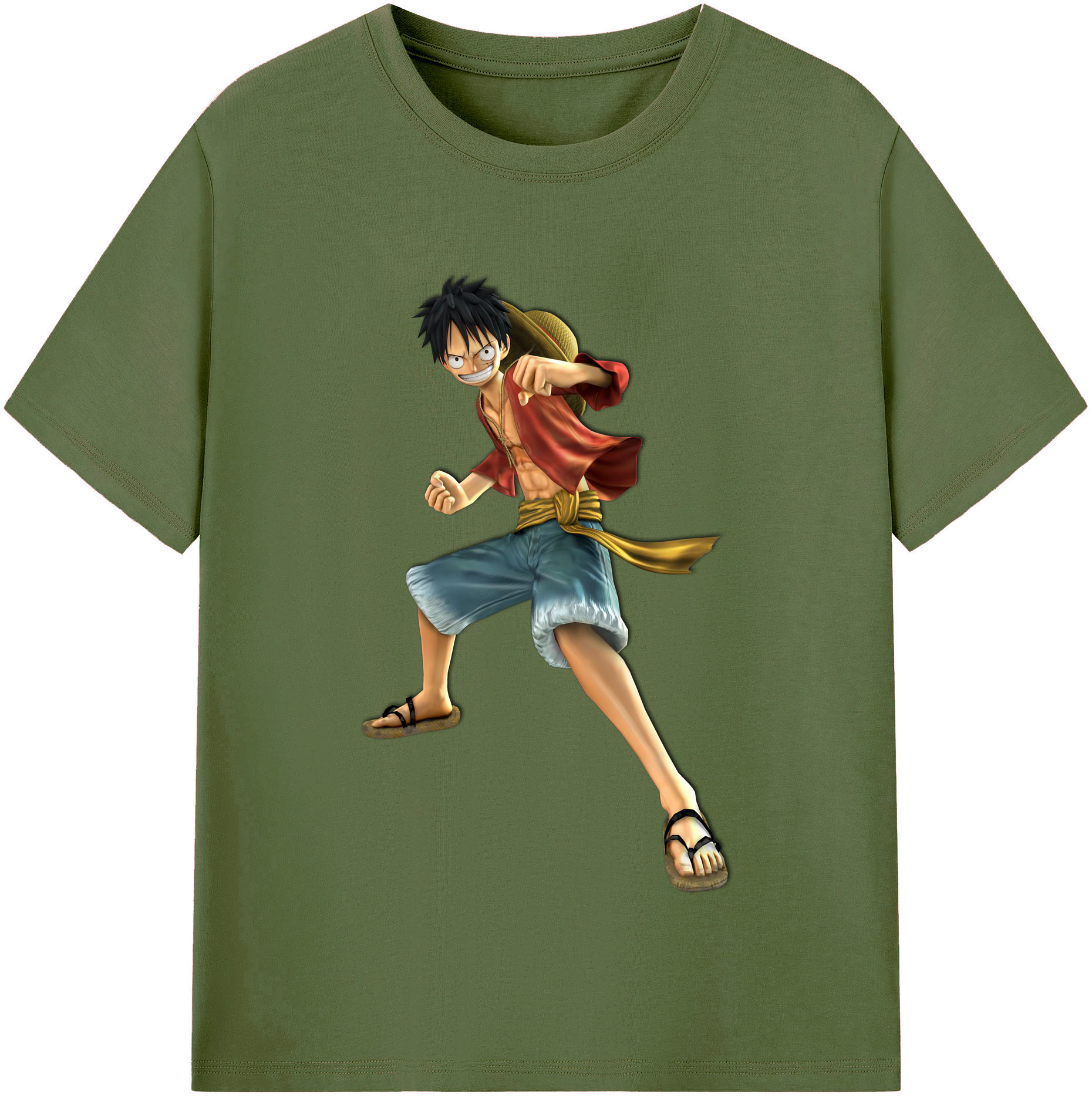 ワンピース モンキー・D・ルフィ ONE PIECE Monkey D. Luffy 綿100％半袖Tシャツ（フロントプリント）